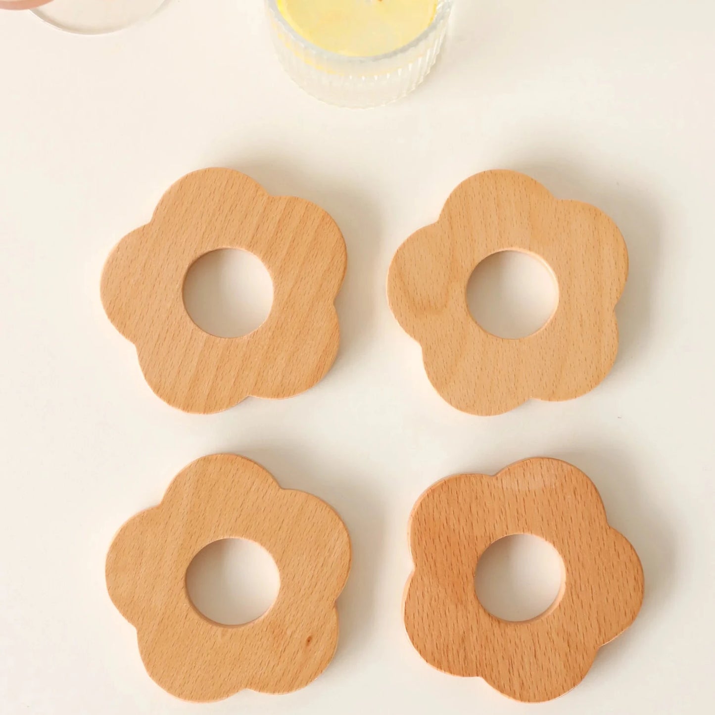 Sous-verres fleurs - Bois de hêtre