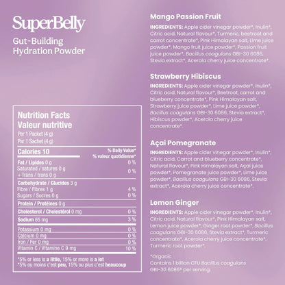 Poudre digestive hydratante avec probiotiques - Saveurs mélangées