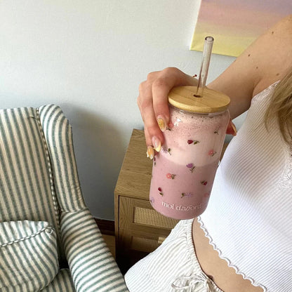 Tumbler en verre - Jardin fleuri