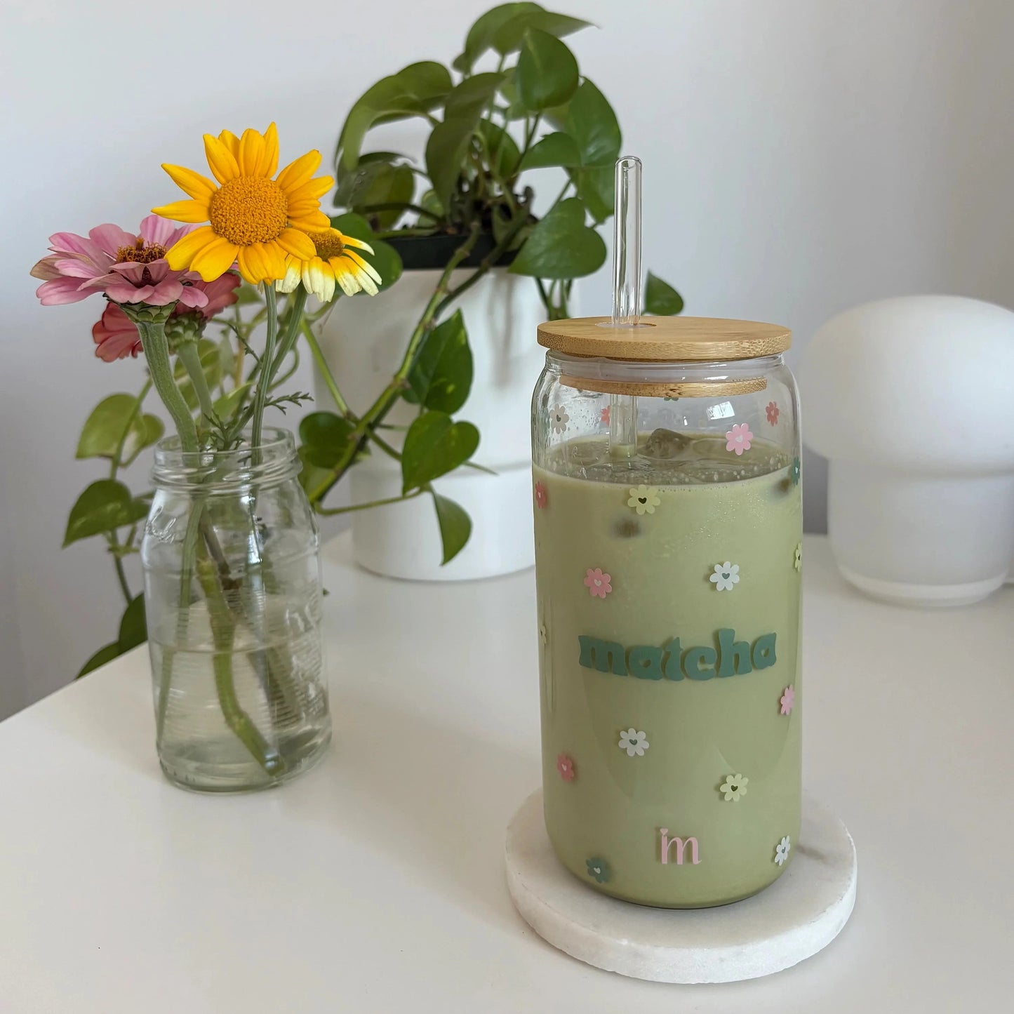 Tumbler en verre - D'amour et de matcha