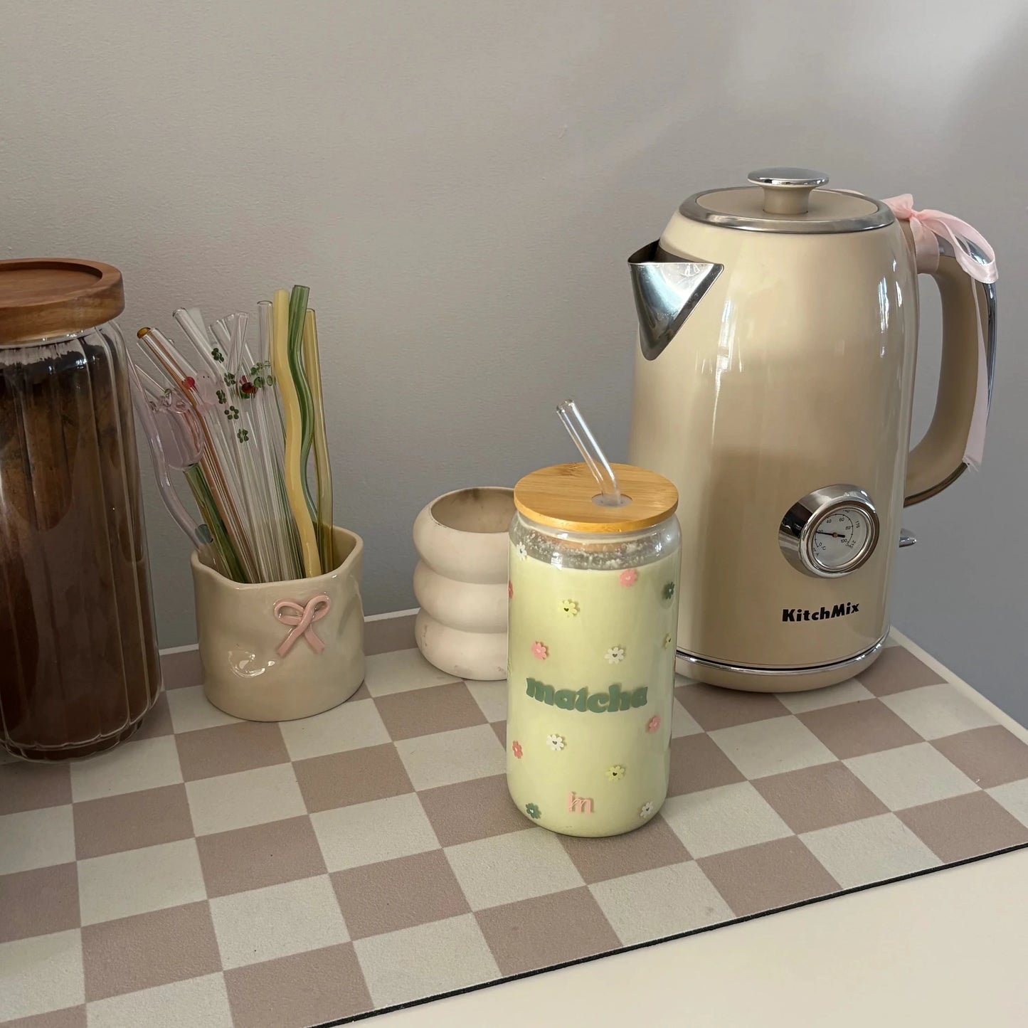 Tumbler en verre - D'amour et de matcha