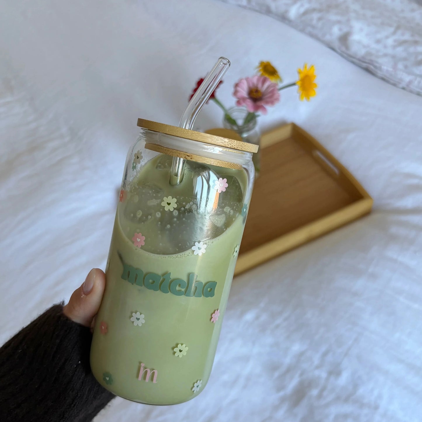 Tumbler en verre - D'amour et de matcha