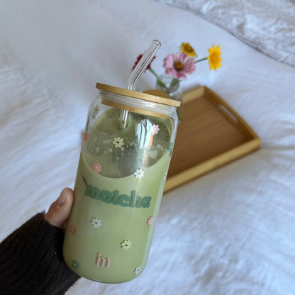 Tumbler en verre - D'amour et de matcha