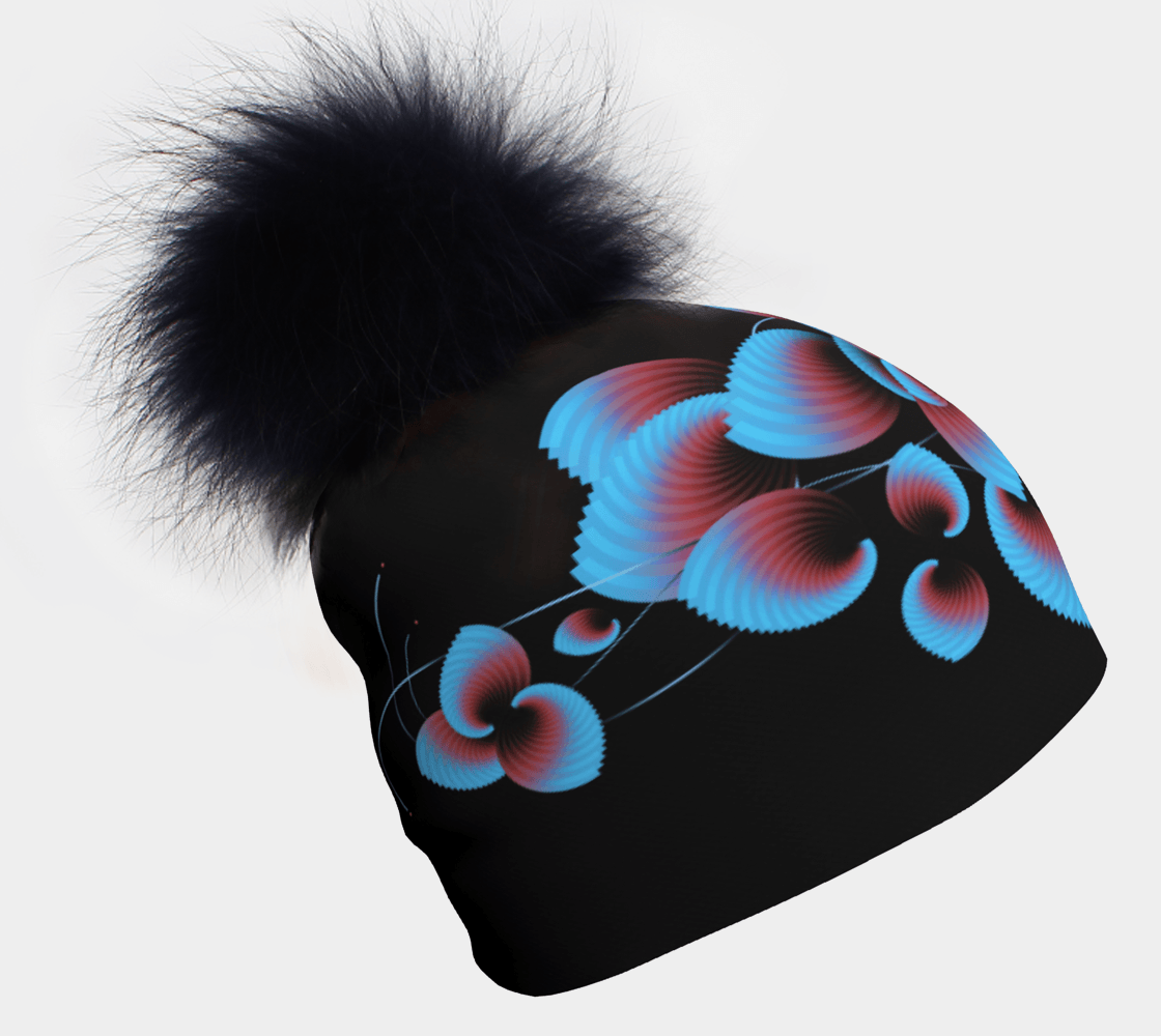 Tuque avec Pompon - Blue Flowers
