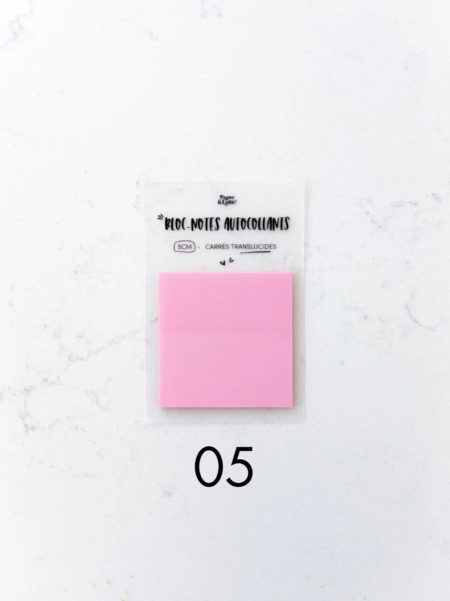 Bloc-notes autocollants translucides - Carré 5 cm