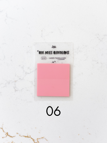 Bloc-notes autocollants translucides - Carré 5 cm