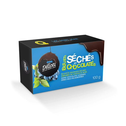 Bleuets sauvages enrobés de chocolat noir 70%