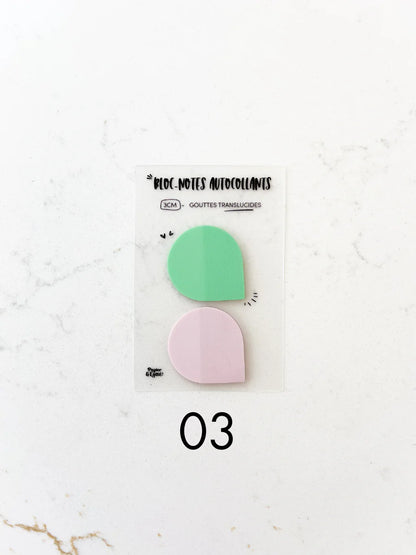 Bloc-notes autocollants translucides - Duo de gouttes