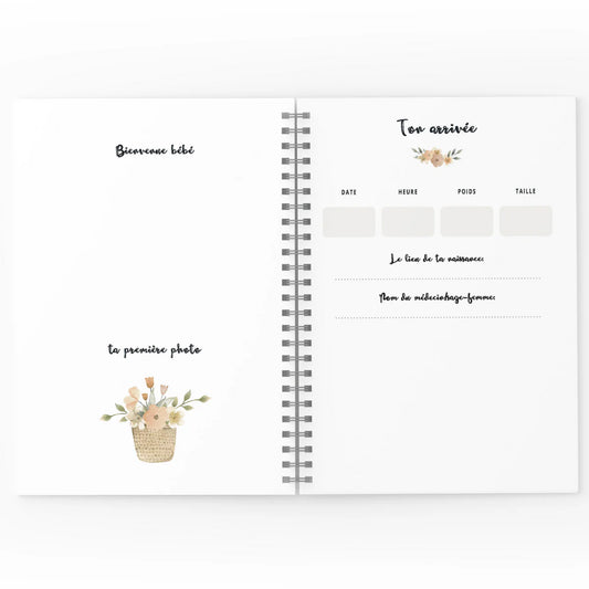 Mon journal de Bébé - Lapins fleuris