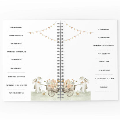 Mon journal de Bébé - Lapins fleuris