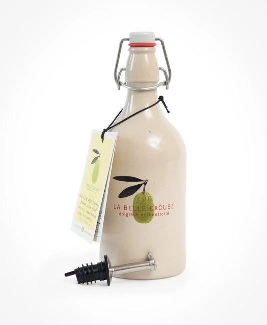 Huilier céramique et huile d'olive verte extra vierge