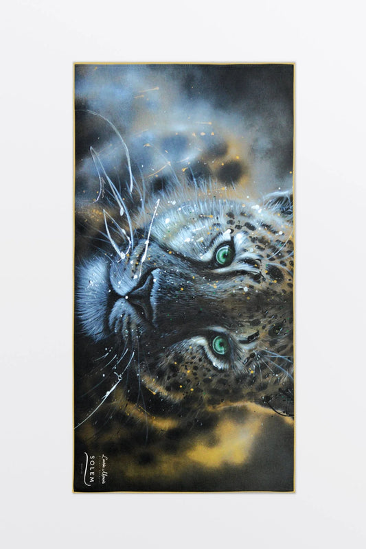 Serviette de plage Léopard ''Regarde-moi'' XL - Collection Laurie Marois