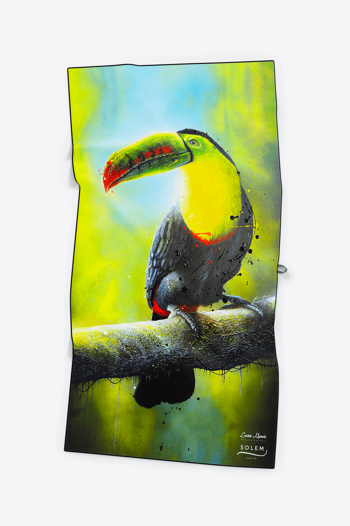 Serviette de plage Toucan ''Tu viens souvent ici?'' XL - Collection Laurie Marois