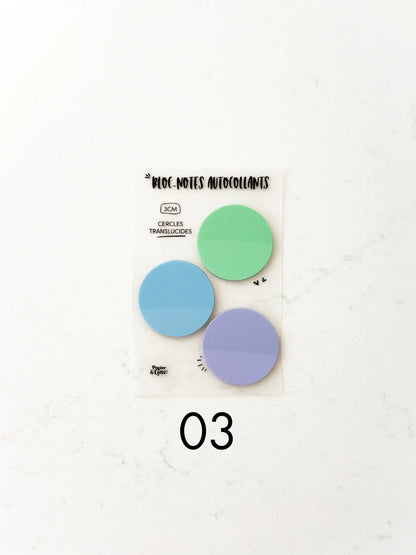 Bloc-notes autocollants translucides - Trio de cercles 3 cm