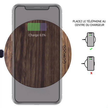 Chargeur sans fil rapide en bois d'érable canadien - 15 W