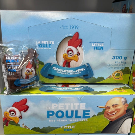 Poules en chocolat au lait- Boîte de 12 poules - 300 gr