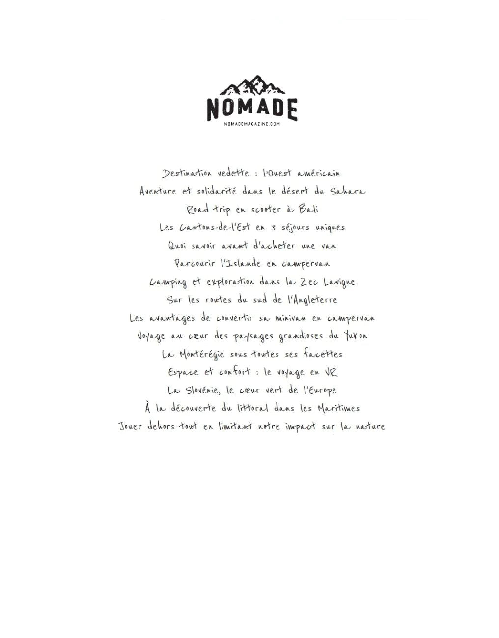 Magazine Nomade - À chaque instant